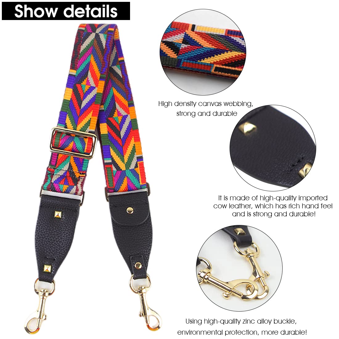 PALAY Canvas Webbing Wide Shoulder Strap Fashion Geometry Pattern Crossbody Strap Adjustable Shoulder Strap for Handbag,Travel Bag, Crossbody Bag PALAY Canvas Webbing Wide Shoulder Strap Fashion Geometry Pattern Crossbody Strap Adjustable Shoulder Strap for Handbag,Travel Bag, Crossbody Bag